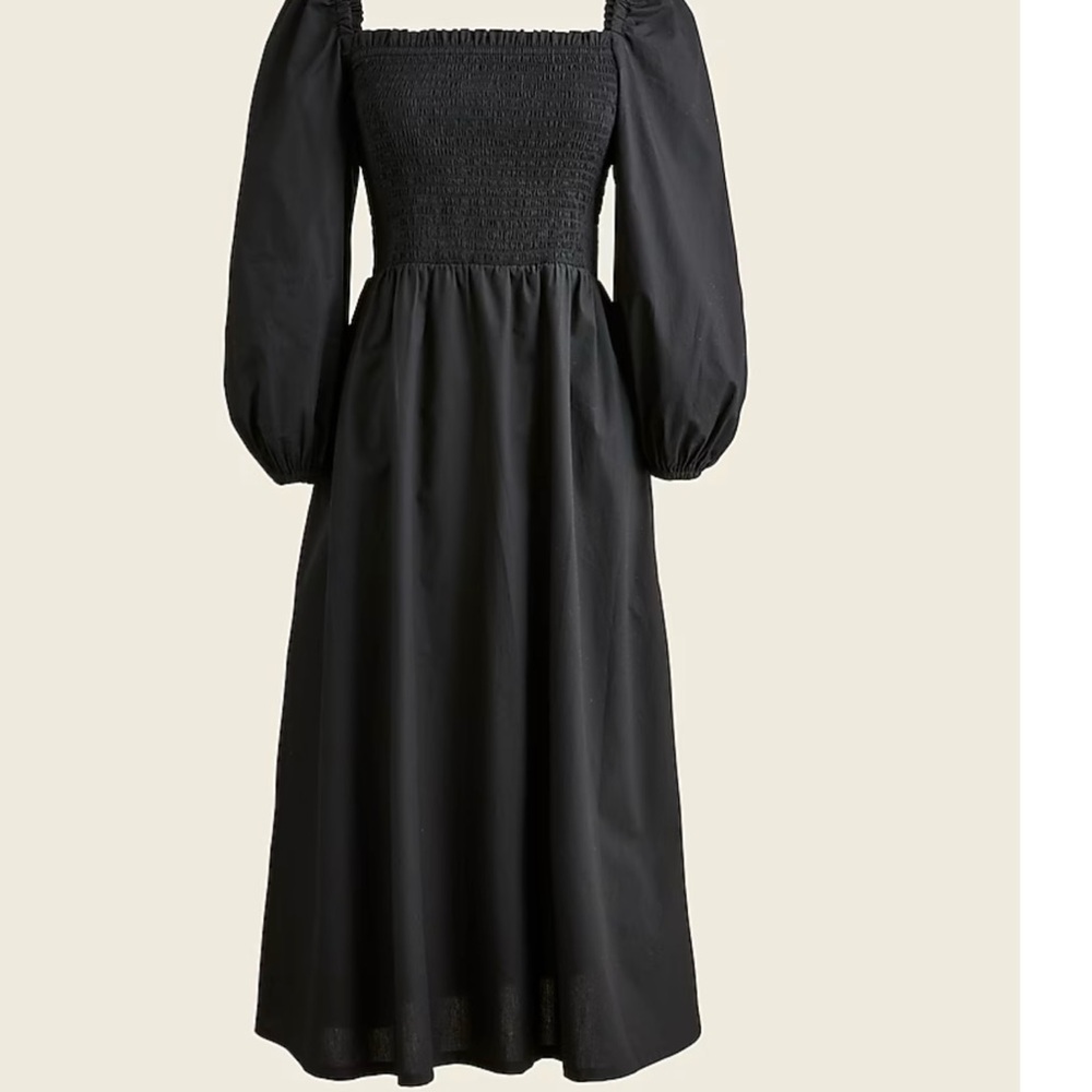 J. Crew Linen Daydream Smocked Puff-Sleeve Dress